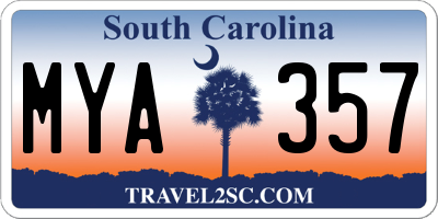SC license plate MYA357