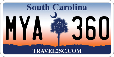 SC license plate MYA360