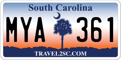 SC license plate MYA361