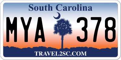 SC license plate MYA378
