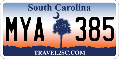 SC license plate MYA385