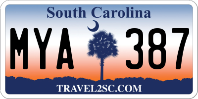 SC license plate MYA387
