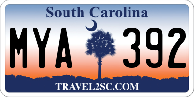 SC license plate MYA392