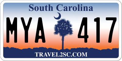 SC license plate MYA417