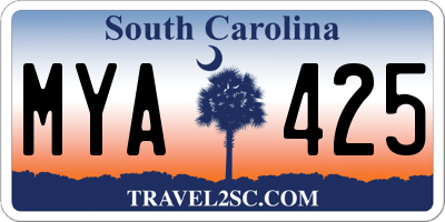 SC license plate MYA425