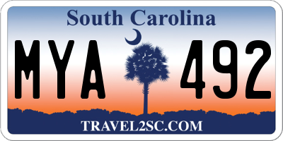 SC license plate MYA492