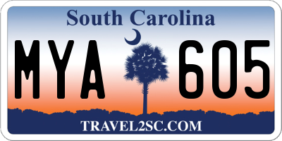 SC license plate MYA605