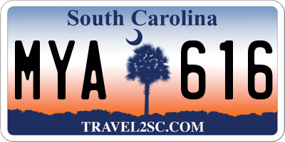SC license plate MYA616