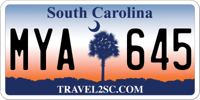 SC license plate MYA645