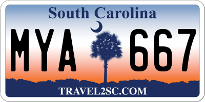SC license plate MYA667