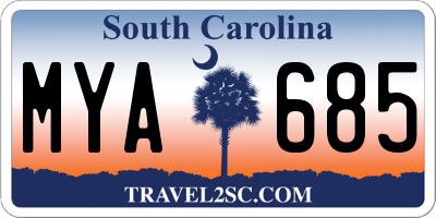 SC license plate MYA685