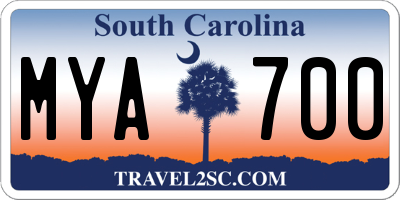 SC license plate MYA700