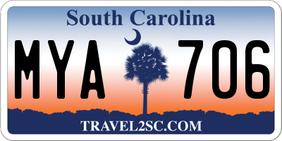 SC license plate MYA706