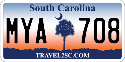 SC license plate MYA708