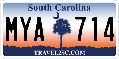 SC license plate MYA714