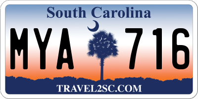 SC license plate MYA716