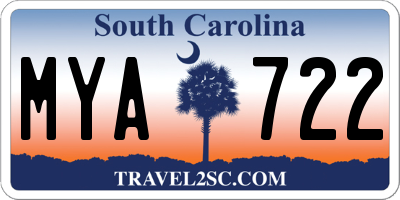 SC license plate MYA722