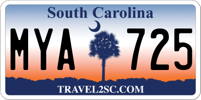 SC license plate MYA725