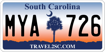 SC license plate MYA726