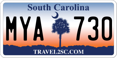 SC license plate MYA730