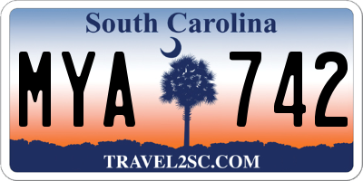 SC license plate MYA742