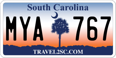 SC license plate MYA767