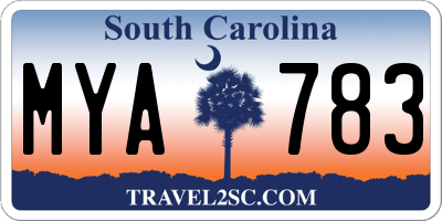 SC license plate MYA783