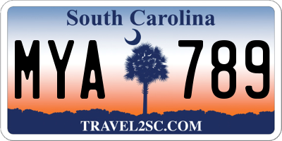 SC license plate MYA789