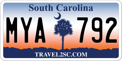 SC license plate MYA792