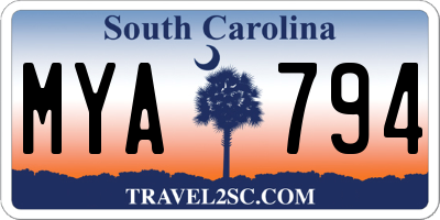 SC license plate MYA794