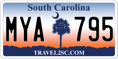 SC license plate MYA795