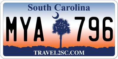 SC license plate MYA796