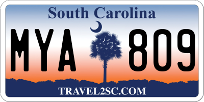 SC license plate MYA809