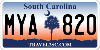 SC license plate MYA820