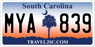 SC license plate MYA839