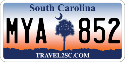 SC license plate MYA852