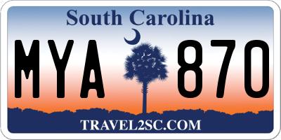 SC license plate MYA870