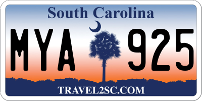 SC license plate MYA925