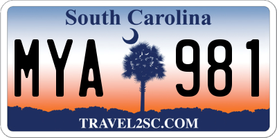 SC license plate MYA981