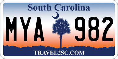 SC license plate MYA982