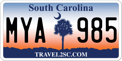 SC license plate MYA985