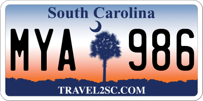 SC license plate MYA986
