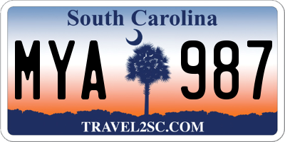 SC license plate MYA987