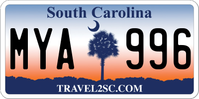 SC license plate MYA996