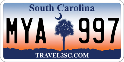 SC license plate MYA997
