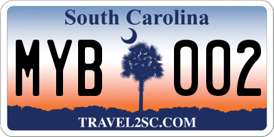 SC license plate MYB002