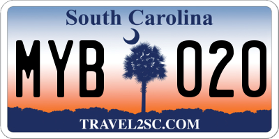 SC license plate MYB020