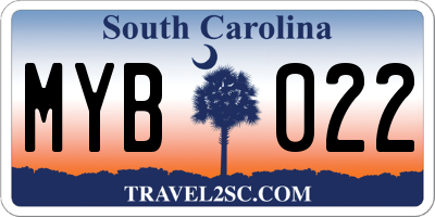 SC license plate MYB022