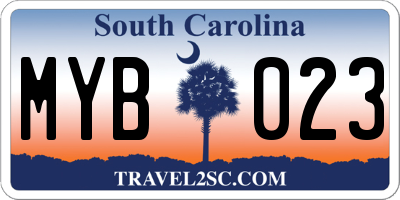 SC license plate MYB023