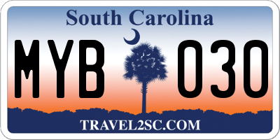 SC license plate MYB030
